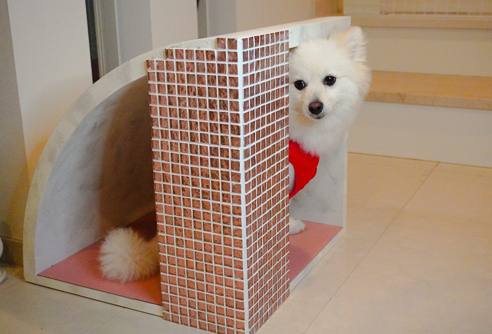 Indoor dog house with cute Pink tiles Modern Dog House with Etsy