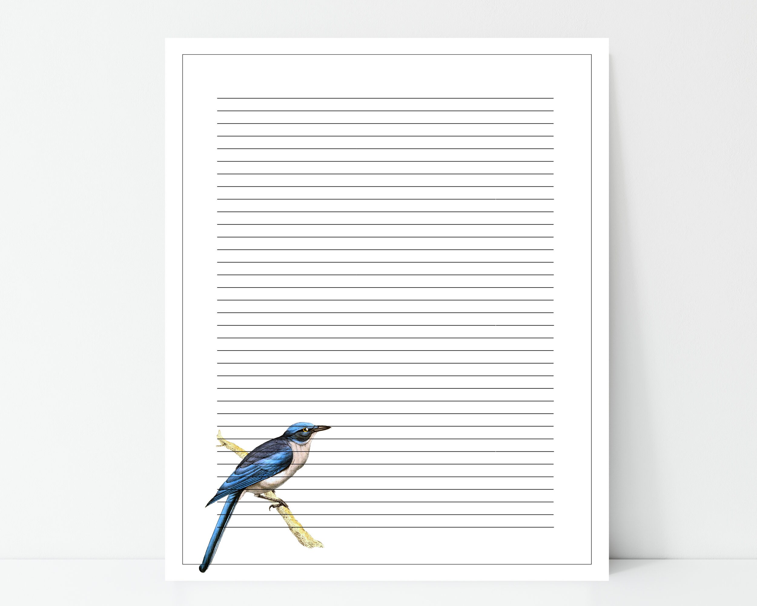 Stationery Writing Paper Vintage Bird Blank Lined | Etsy