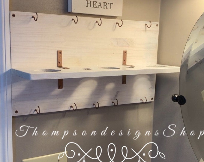 Custom Stained Wood Hair Tools Organizer Blow Dryer Etsy