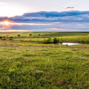 Kansas Prairie Sunset Print: Flint Hills Landscape Photography