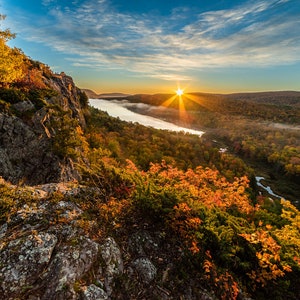 Sunrise at Lake of the Clouds, Fine art photography, Porcupine Mountains, Upper Peninsula, Great Lakes landscape wall art, Fall Color