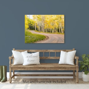 Winding aspen road in Autumn, Fall aspen foliage photo, Autumn print, Large Office decor, Cabin decor, Fall Colorado wall art, Crested Butte