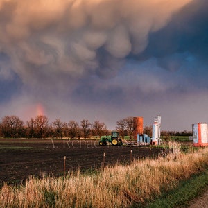 Severe storm over Kansas farm fine art, Storm fine art print, Country landscape wall art, tractor, john deere fine art, photography