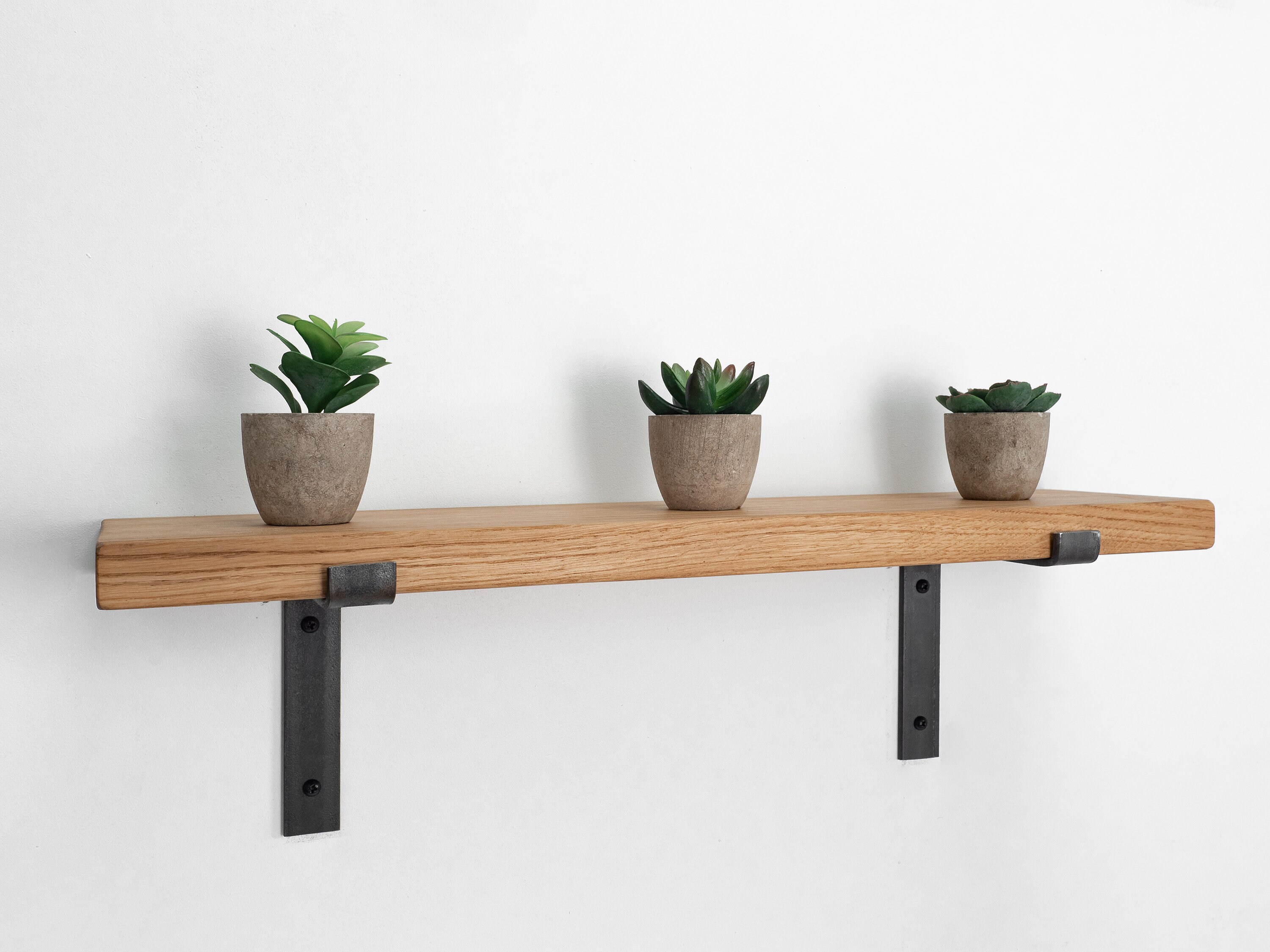 Rustic Oak Shelves Handcrafted Using Solid Oak & Industrial Etsy