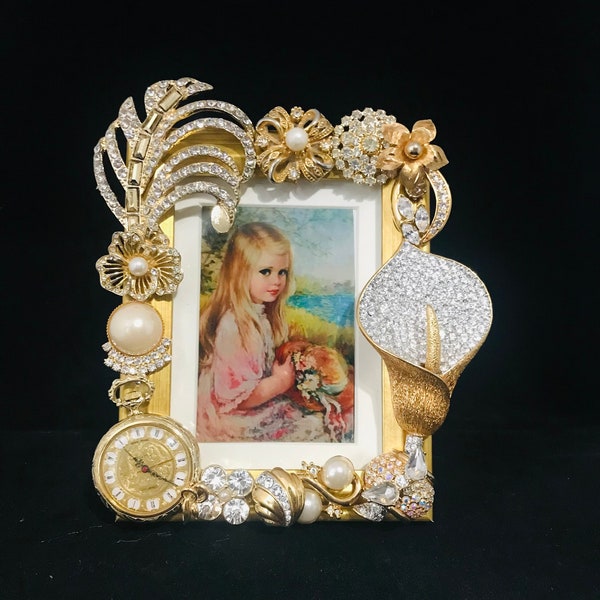 Sparkling Jeweled Frame with over a Hundred Rhinestones, Handcrafted, Vintage and Modern Jewelry, Stunning Statement Piece, Unique Gift