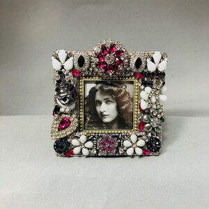 Unique Jeweled Frame in Pink, Black and White With Accents of Silver ...