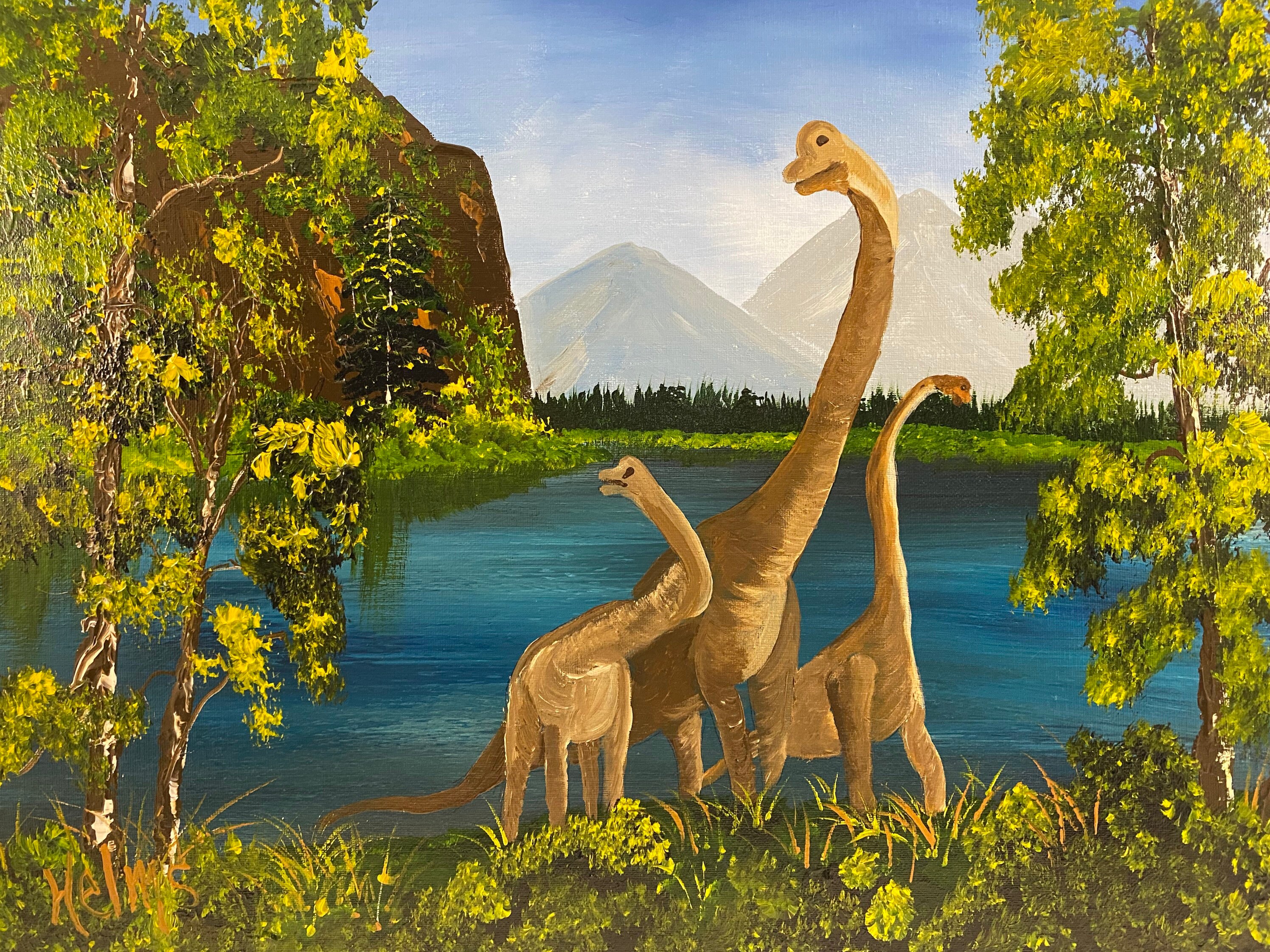 Dinosaur Painting Dinosaur Wall Art Dinosaur Decor Etsy