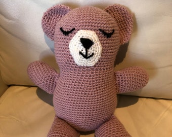 Teddy Bear Handmade crocheted dusty pink approx 32 cm