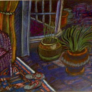 Courtyard pastel painting. Adds ambiance to any home and lights up any room  Promotes great warmth and an &quot;at home&quot; comfortable feeling. art