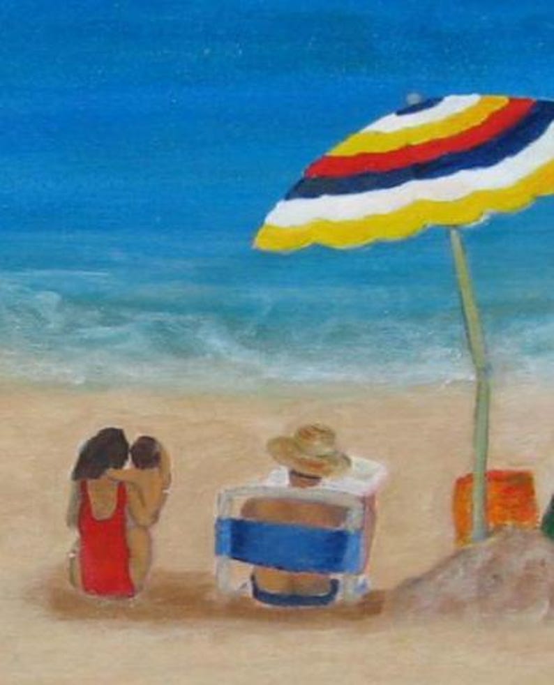 Day at the Beach Acrylic Painting, Beach Painting, Home Decor, Wall Art ...