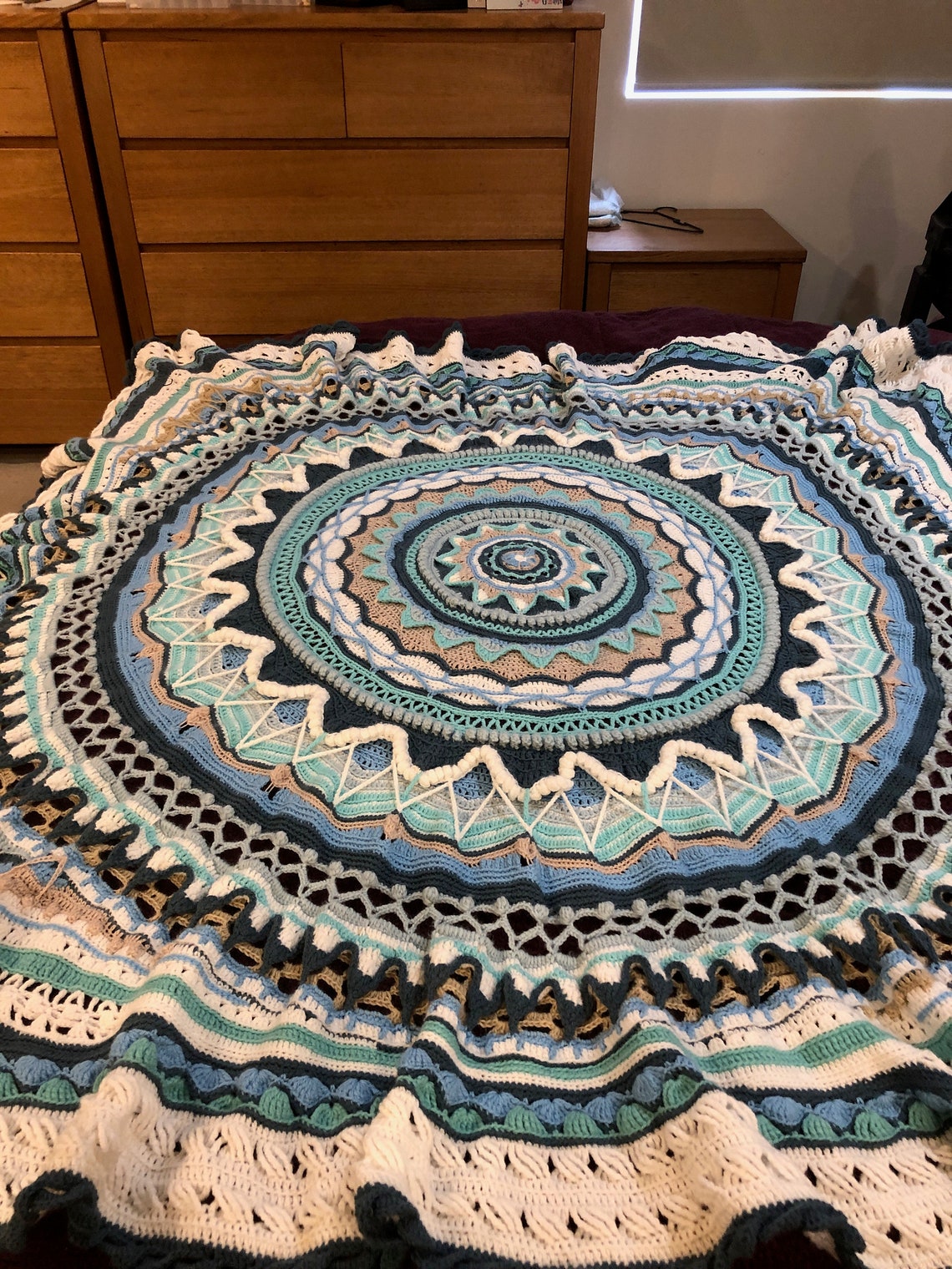 Winter Mandala Square Rug/blanket/throw Crochet Pattern - Etsy