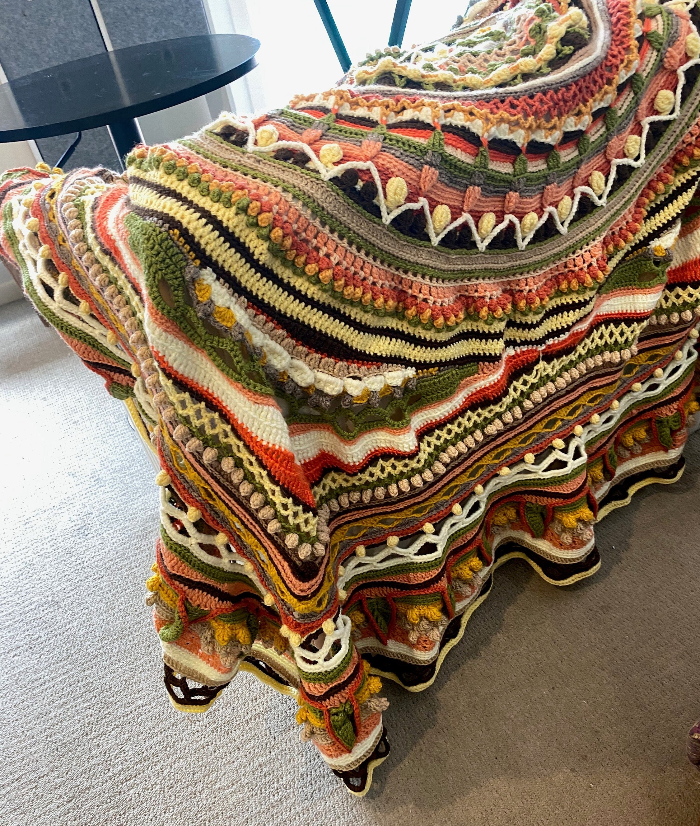 30 Mandala Blanket Crochet Patterns for Round, Square, and Star-Inspired Throws 29 Autumn Mandala Square Rug Blanket Pattern