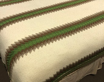 Tunisian Crochet Fan Blanket Pattern, Home Decor Rug Throw (PDF Pattern) Digital Download