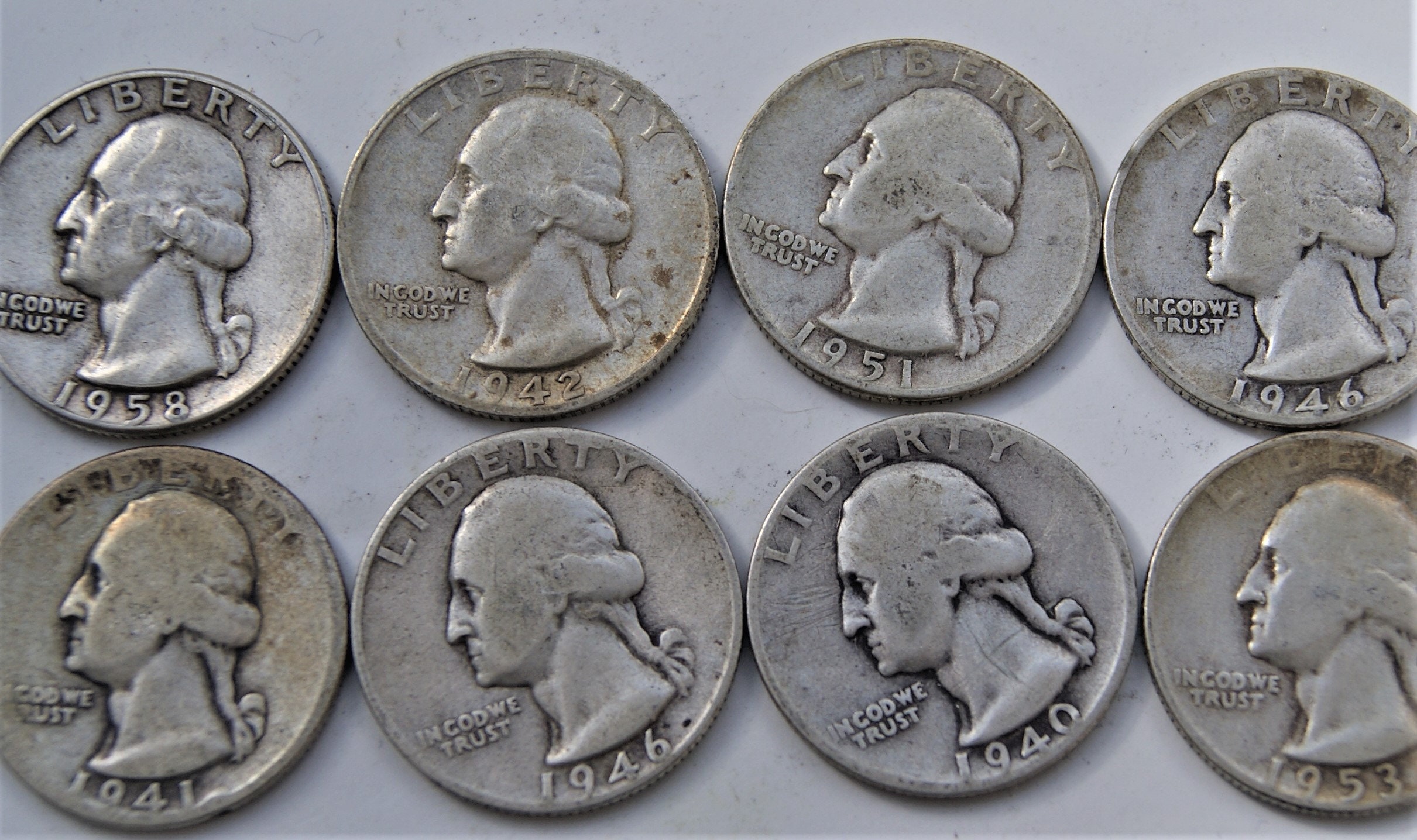 SILVER Washington Quarters 8 Coins 1932 1964 Random Dates Etsy