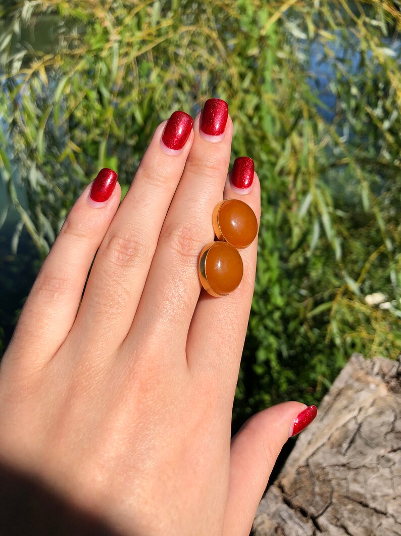 Groom Cufflinks Baltic Amber Cufflinks Small Round Amber Cufflinks Round Stone Cufflinks Anniversary Gift Orange Gemstone Cufflinks