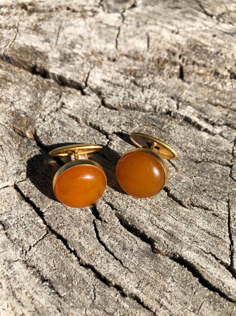 Groom Cufflinks Baltic Amber Cufflinks Small Round Amber Cufflinks Round Stone Cufflinks Anniversary Gift Orange Gemstone Cufflinks