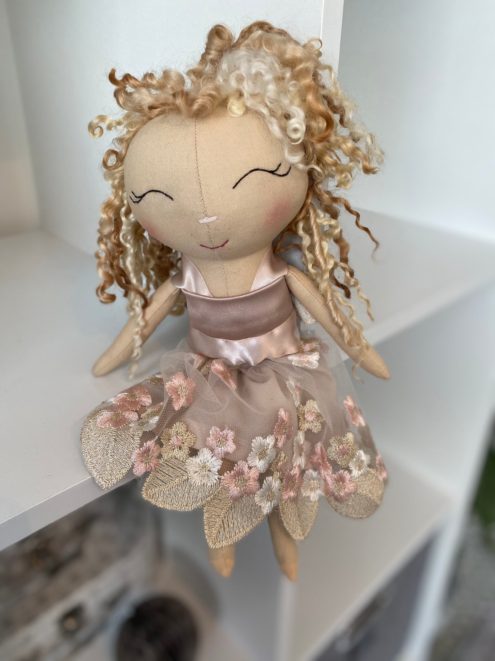 Handmade curly hair Rag Doll keepsake fairy princess. Etsy