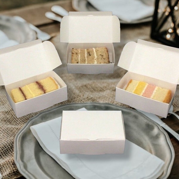 30 White Party Single Slice Cake Boxes - Elegant design, with top opening, quick and easy to make up - Choose a size!!!