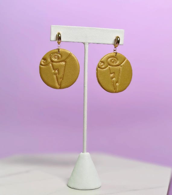 Zero to Hero Medalion Hoop Earrings, Hercules Inspired Cute Lightweight Polymer Clay Earring, Disney Inspired Theme Park Earrings