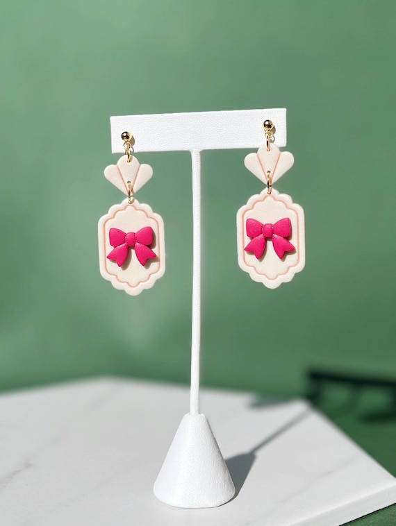 Jolly Holiday Christmas Earrings, Dangle and Drop Festive Mary Poppins Inspired Earring, Cute and Lightweight Handmade Polymer Clay Jewelry