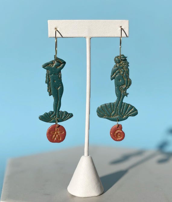 Birth of Venus Earrings, Classic Art Unique and Lightweight Jewelry, Gift for Museum Enthusiast, Botticelli Aphrodite Inspired Earrings