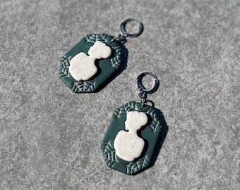 Haunted Mansion Earrings, Ghost Host Cameo Jewelry, Disneyland Inspired Lightweight Clay Hoops, Gift for Disney Parks Lover