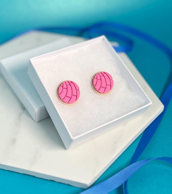 Concha Statement Stud Earrings, Pan Dulce Tiny Food Jewelry, Foodie Gift Idea