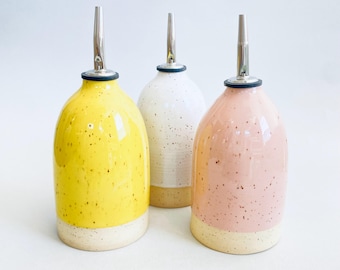 Olive Oil Bottle, Handmade Speckled Ceramic Cruet