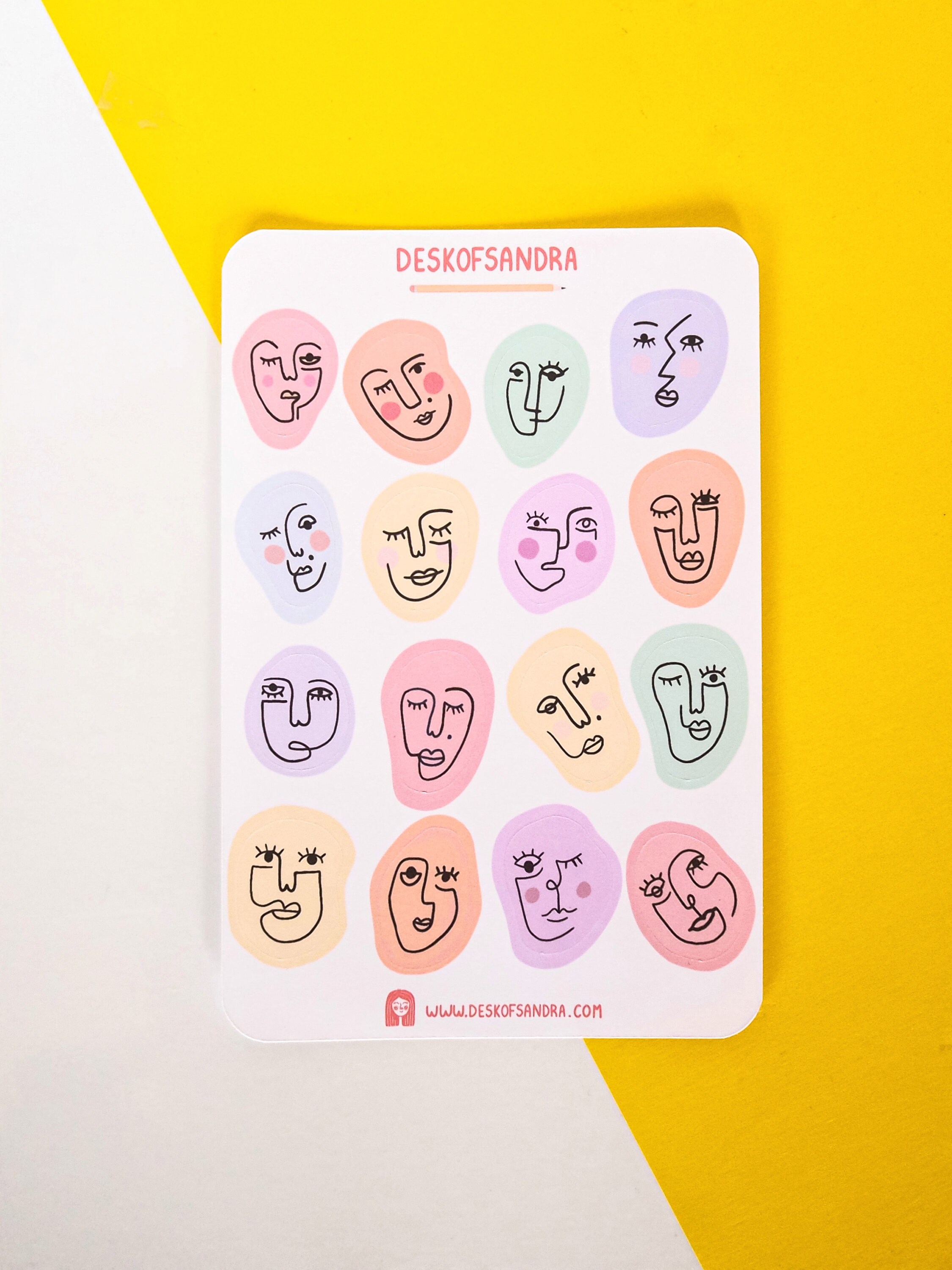 Abstract Face Planner Stickers, Female Line Drawing Face Stickers, Ae…
