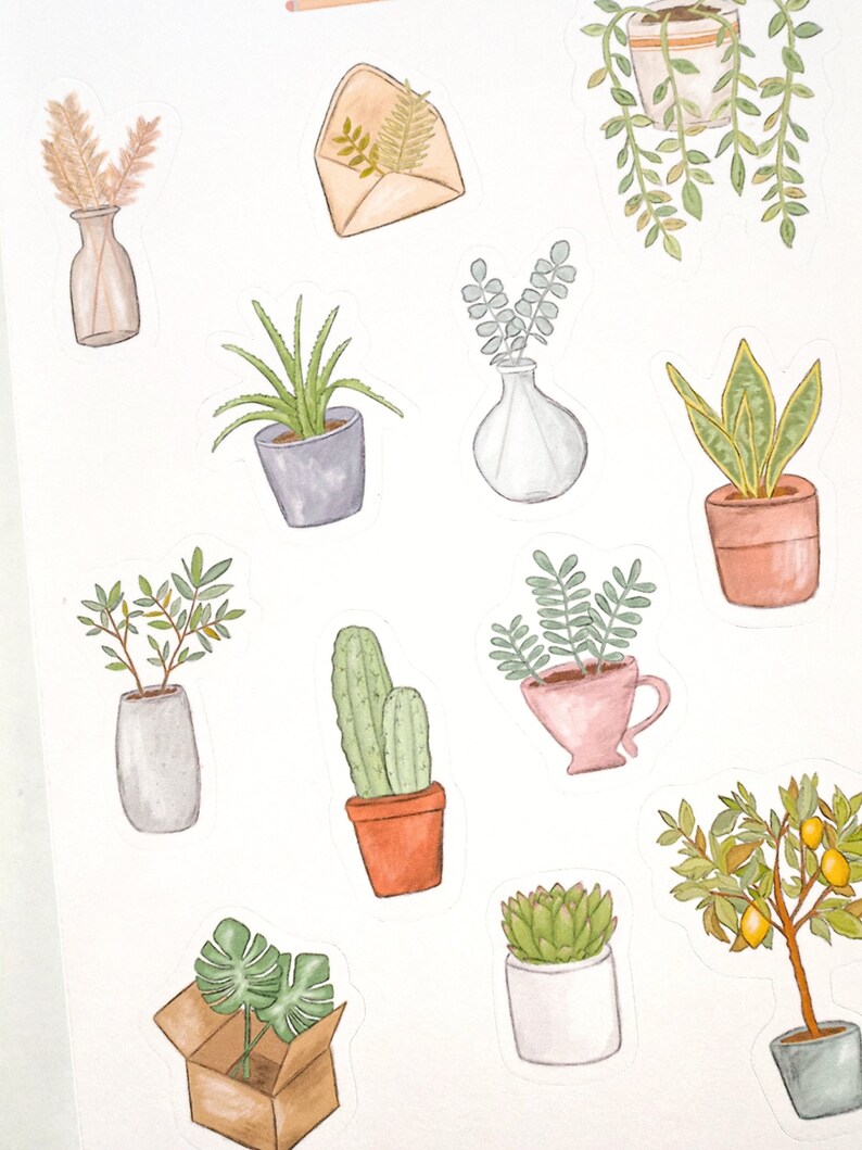 minimalist plants stickers botanical sticker sheet plants