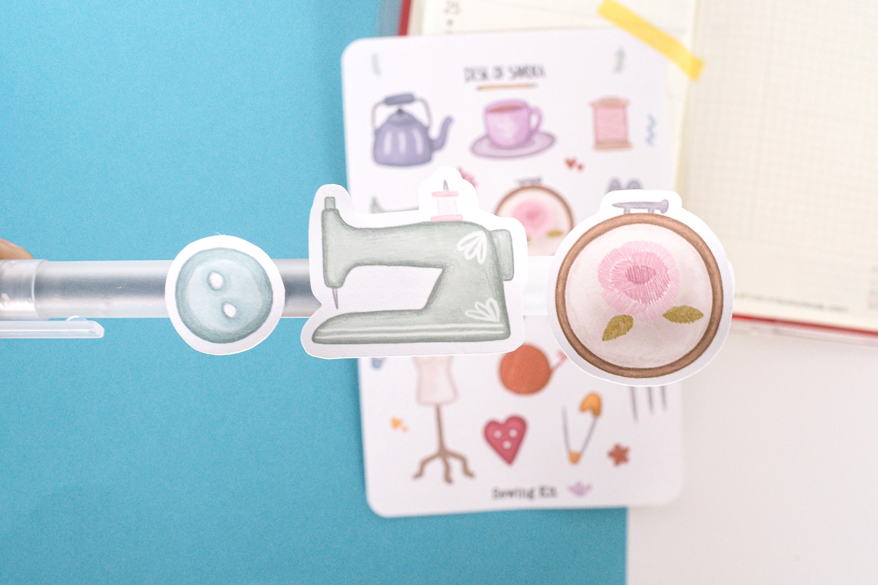 Sewing Kit Sticker Sheet Embroidery Planner Stickers Fashion Etsy