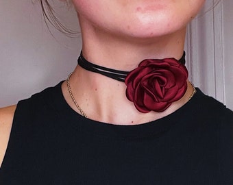 Black Vintage Flower Choker Ribbon Necklace String Wrap Fabric