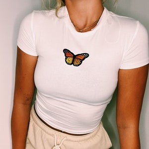 Monarch Butterfly T-Shirt 51.01.01 butterfly Crop Flowy T-Shirt butterfly Art Shirt