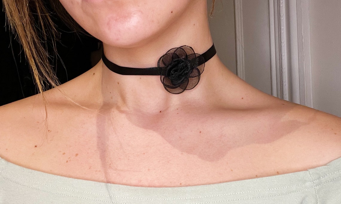 Black Vintage Flower Choker Ribbon Necklace String Wrap Fabric Rose ...