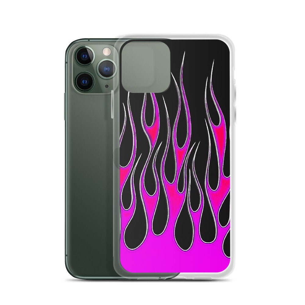 Neon pink flame iPhone Case Etsy