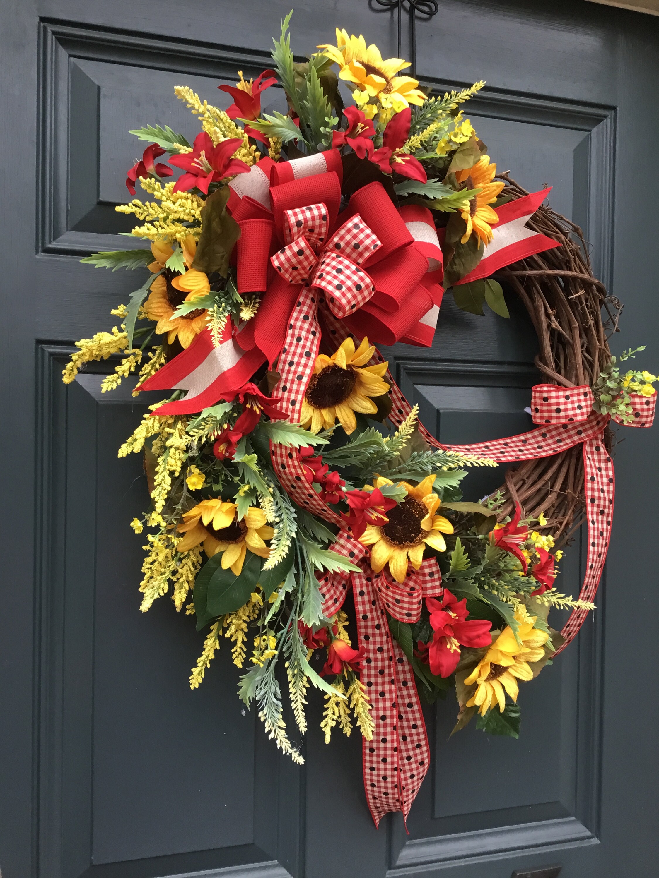 Summer wreath, Fall wreath, Grapevine wreath, Front door wreath