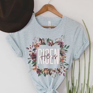 He is Risen Cute Easter Shirt Religious Christian Tee Easter is for Jesus Easter Bunny Shirts for Women Baptist Catholic Lutheran Church