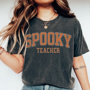 Halloween Teacher Sweatshirt Spooky Teacher comfort colors shirt for teachers fall sweatshirt trick or teach read more books classroom party