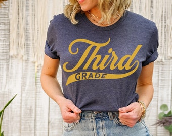 Third grade teacher shirts 3rd grade teacher crew matching team vintage retro Back to school 2022 Elementary Teach love inspire gift unisex