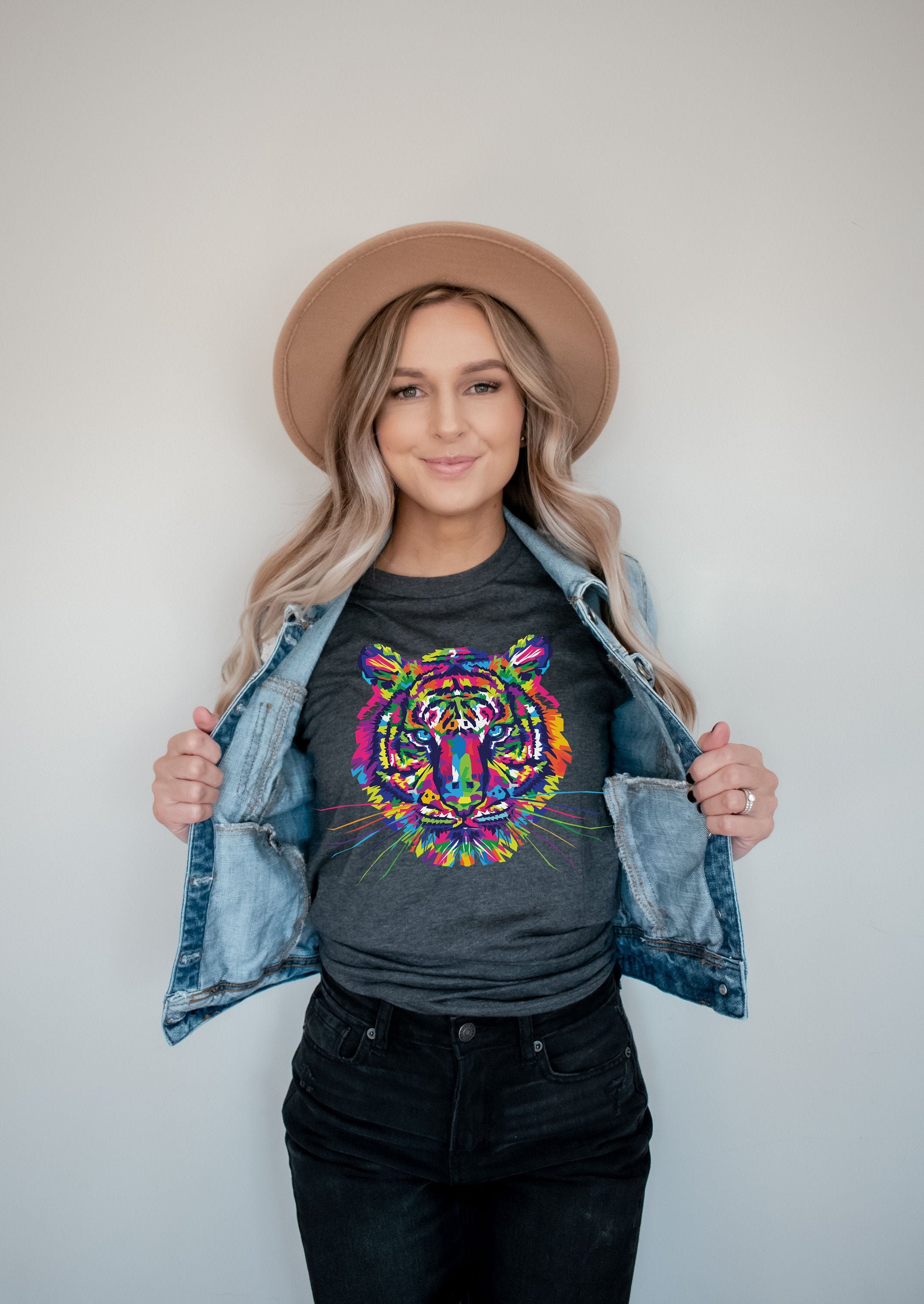 Tiger Graphic Tee Tiger Rainbow Tiger 