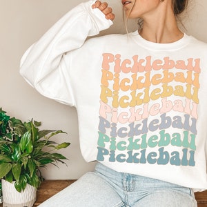 Pickleball Sweatshirt for Women Her Pickleballer Gifts Christmas Paddle Dink Birthday Retro Vintage Mom Daughter Game Day Tournament Player