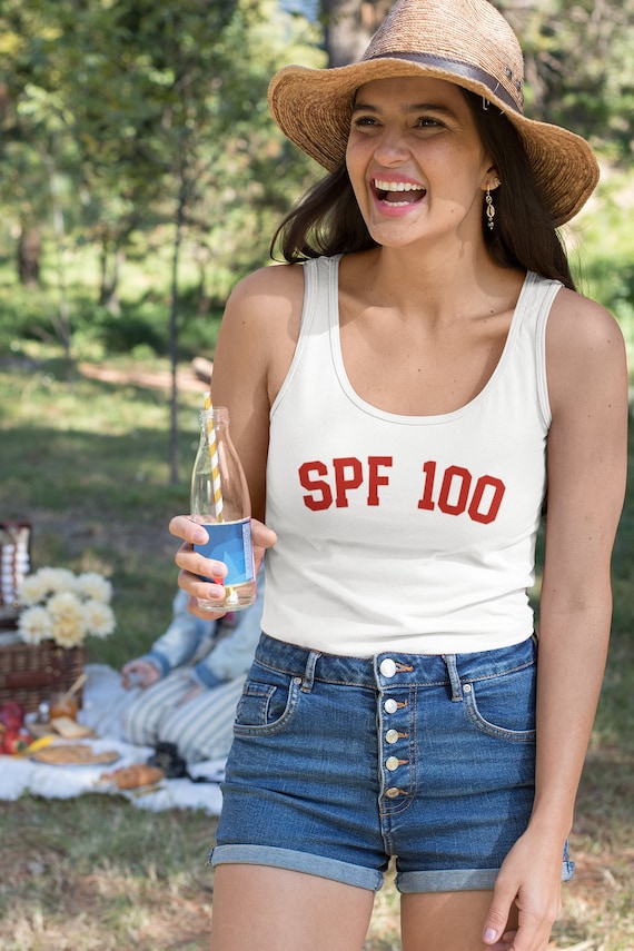 SPF 100 Tank SPF Shirt Sunscreen Shirt Summer Sun Shirt Summertime Tank  Sunkissed Shirt Hello Summer Shirt Wear Sunscreen 