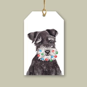 Cadeaukaartje Schnauzer met kerstbal