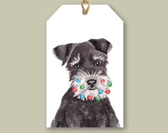 Étiquette-cadeau Schnauzer avec barbe babiole