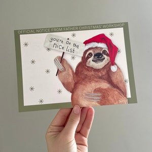 Postal del perezoso de Papá Noel