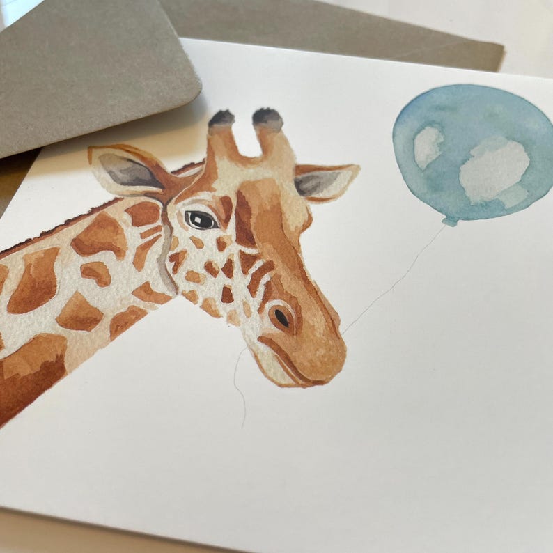 Carte d'anniversaire girafe avec ballon image 2