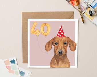 Dachshund 40th Birthday card