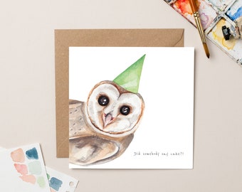 Owl with Party Hat Birthday card