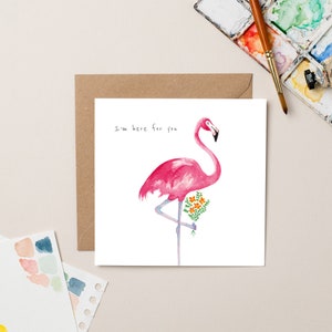 Flamingo mit Blumen Karte