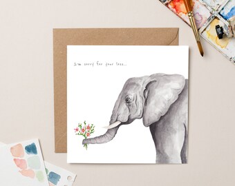 Carte Éléphant avec fleurs